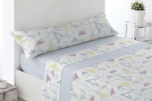 Cabello Textil Hogar Juego de sábanas Estampadas - Disponibles en 3 y 4 Piezas - Varios tamaños, diseños y Colores - Microfibra Transpirable Extra Suave (Arbec Azul, Cama de 135 cm (135x190/200cm))