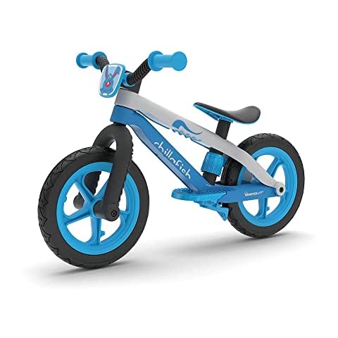 Chillafish Bmxie² Lightweight Balance Bike with Integrated Footrest and Footbrake for Kids Ages 2 to 5 Years, 12-inch Airless Rubberskin Tires, Adjustable Seat Without Tools, Blue Cover