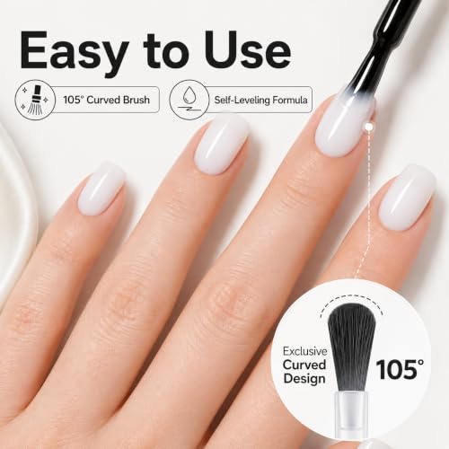 Image of AzureBeauty18ML Milky White Sheer Gel Nail Polish | Neutral Jelly Nude Nail Polish Base Color Sheer Translucent Effect Soak Off UV LED French Nail Art Salon DIY Manicure