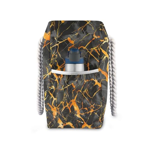 Black Gold Marble Weekender Bag Women Waterproof Sandproof with side pockets Large Beach Tote Bag for work3