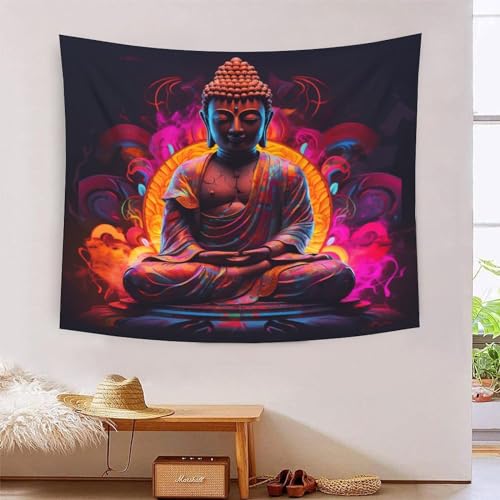 Tapisserie Bouddha 3D tissu mural anti-reflet pour grand salon lumineux