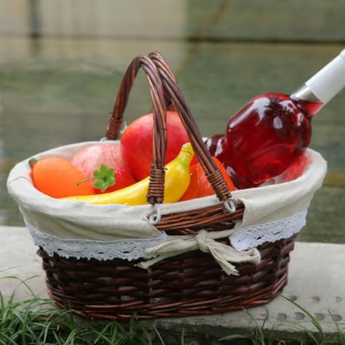 Cesta tejida a mano decorativa para organizar cosméticos en el baño con forro textil lavable 7