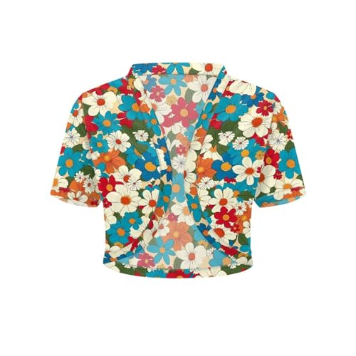 Image of Womens Short Sleeve Cardigans Lightweight Summer Cardigan Trendy Bolero Shrug Cute Floral Cardigan Sheer Bolero