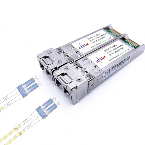 Image of Elfcam - 2 Pack 10Gb SFP+ Transceiver Module, 10GBase-LR SFP+ Module 1310nm, LC /UPC Duplex Singlemode Connector (OS2), DDM10KM