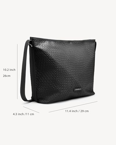 Image of NEWBELLA Vegan Leather Crossbody Bag, Adjustable Shoulder Purse, Lightweight Travel Work Handbag (Black)