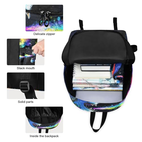 Rainbow Lion Print Backpack Set with Lunch Bag, Large Capacity Travel Backpacks and Lunch Box Insulated for Commute Hiking Picnic3