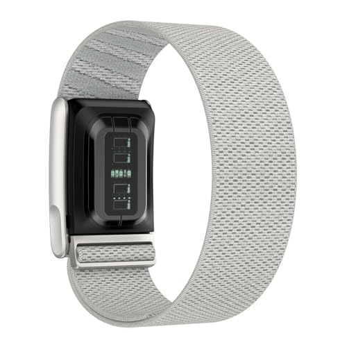 Nylon-Armband, kompatibel mit Whoop 5.0/Whoop MG-Bändern, weiches, dehnbares Nylon-Sportschlaufen-Ersatzband mit Metallgrenzen förmigem Verschluss und verstellbarem (Light Gray, One Size)