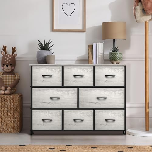 Sorbus Wide 8-Drawer Dresser, Wood Top & Fabric Drawers (Greige) - image 6