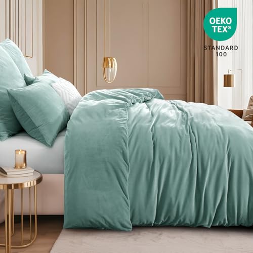 RUIKASI Flanell Winter Bettwäsche 135x200 Hellgrün Warm WinterBettwäsche – Ansicht 3