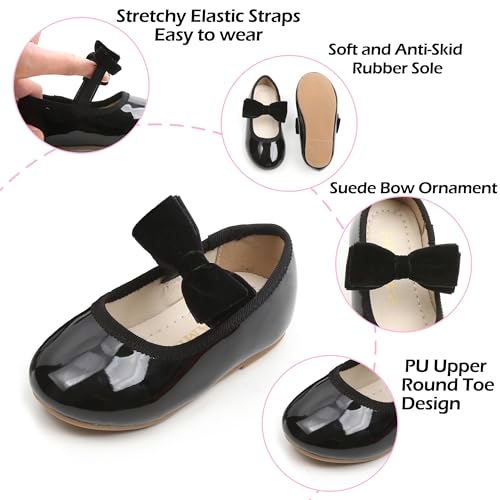 Image of PHIRAMIN Toddler Flower Girl Dress Shoes - Little Girl Mary Janes Flats Wedding