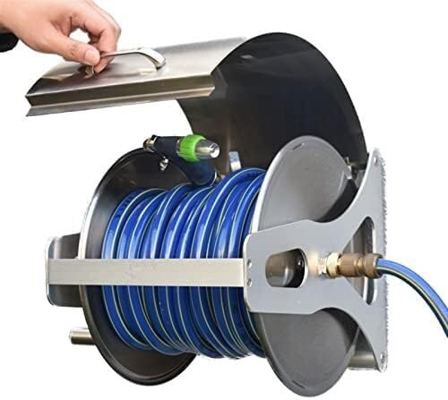 Bęben na wąż ogrodowy montowany na ścianie, przenośny, ze stali nierdzewnej, bęben na wąż ogrodowy montowany na ścianie/podłodze(Rack+2m Hose)
