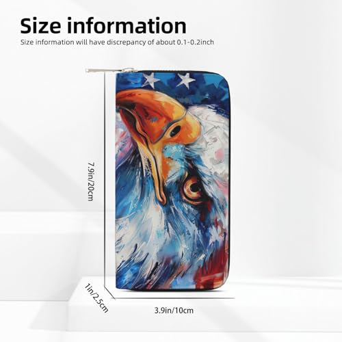 Patriotic Eagle Print Womens Wallet, Ladies Credit Card Holder, Phone Wallet Purses, Long Clutch Hand Bag4