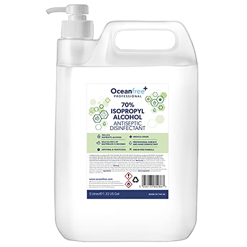 IPA Disinfectant Rubbing Isopropyl Alcohol with Pump - 5L Litre - Kills 99% Bacteria, Germs - Sanitiser Sanitizer (Single)