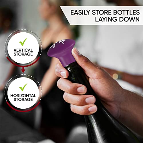 Hint Ov [4 Pack] Wine Bottle Stoppers For Wine, Beer, Liquor Bottle Covers, Leak-Proof, Easy To Use, Dishwasher-Safe, Kitchen Accessories,Silicone,Reusable #TOP3