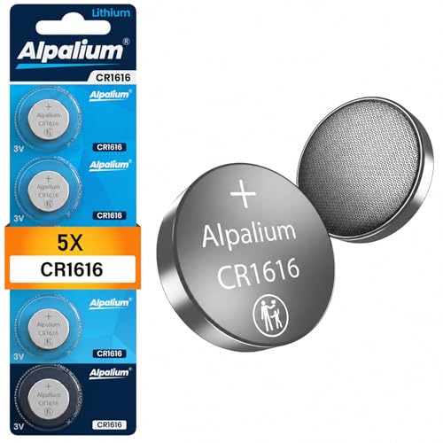 CR1616 Batterie Knopfzelle 5er Pack Alpalium 3V Hohe Leistung für Fernbedienungen Schlüsselanhänger CPUs tragbare und medizinische Geräte CR 1616 Premium Qualität & Lange Lagerfähigkeit