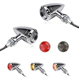 LUKFMOSTOR Universal Motorcycle Bullet Rear LED Turn Signals 12V Chrome Brake Tail Lights Running Lights for Harley Sportster Iron 1200 Softail Yamaha Victory Kawasaki Chopper Bobber