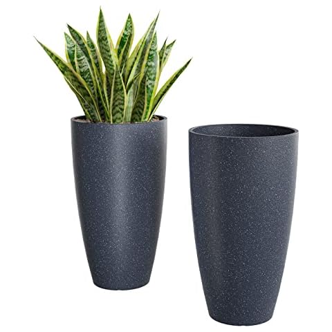 21 inch Tall Planters for Outdoor Plants Set of 2,Outdoor Planters for Front Porch,Large Pots for Plants Outdoor Indoor,Grey Planters Flower Pots Cover