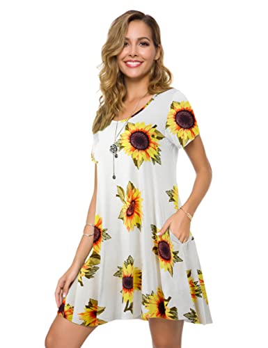Zennilo Plus Size Casual T Shirt Dresses For Women Flowy Swing Tunic Dress Pockets #TOP2