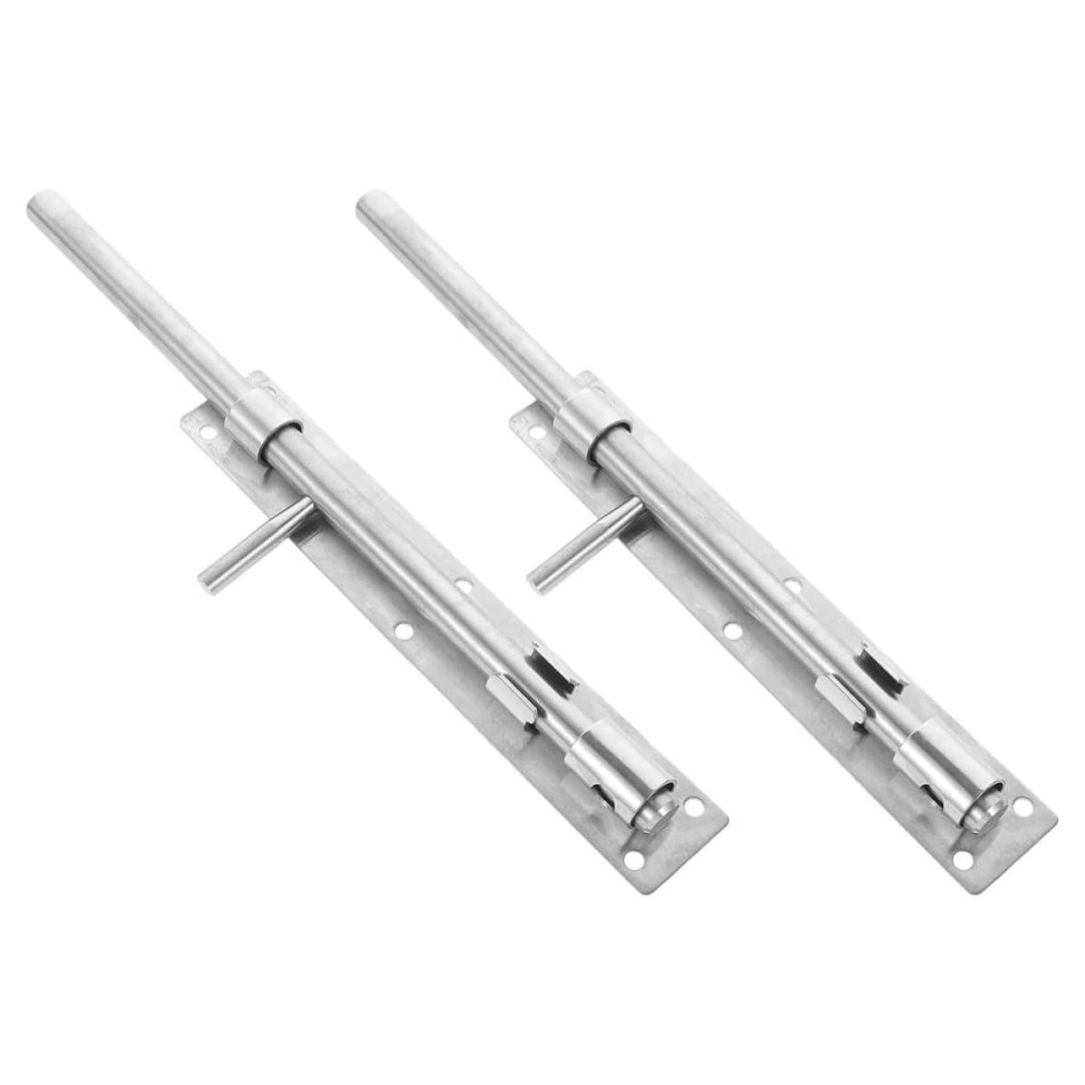 HEALLILY 2 Pezzi Chiavistello in Acciaio Inox, Chiusura Porta Scorrevole, Argento, per Porte e Cancelli, per Ante Singole e Doppie, Sicurezza Casa e Ingresso