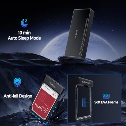 Image of 2 in 1 USB 2.0 External Hard Drive Casing for 2.5″ & 3.5″ Sata Hard Drives Dual 2.5 inch and 3.5 inch HDD Enclosure Case (Black). (USB 2.0 Enclosure).