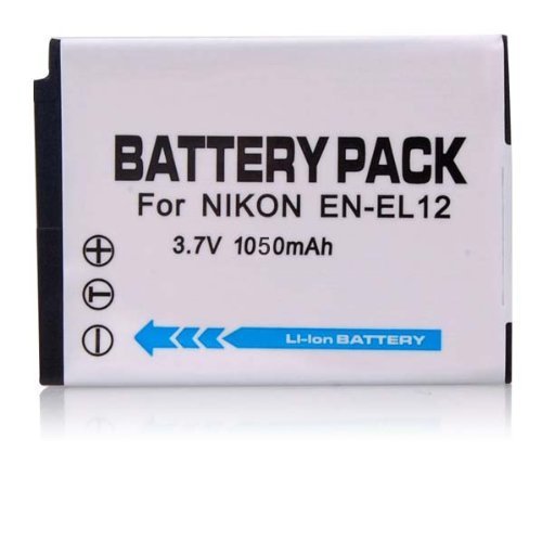 High Capacity 1050 mAH EN-EL12 Replacement Lithium-Ion Battery for Nikon CoolPix S620 S6100 S9100 S8100 S8000 S6000 S1100pj