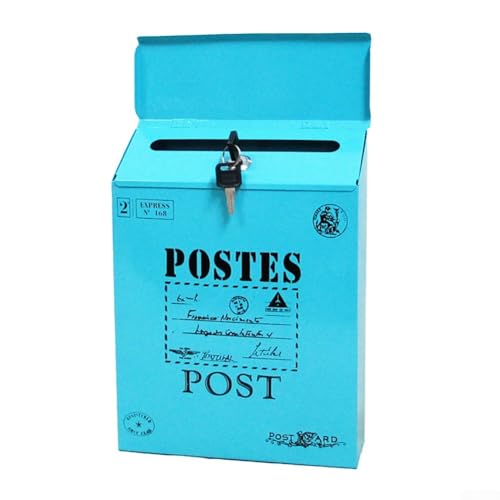 Vintage Wall Mount Mailbox – Retro Postal Letter Box, Iron Outdoor Weatherproof Mailbox with Lock & 2 Keys, Large Capacity (11.4