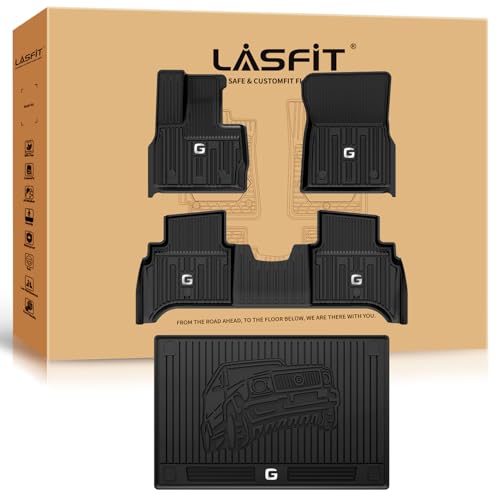 LASFIT Floor Mats & Cargo Mat for Mercedes Benz G Class 2026 2025 2024 2023 2019-2022 G550 / G580 / G63 AMG SUV, All Weather TPE Custom Fit Car Mats for G Class, 1st & 2nd Row Floor Liners & Trunk Mat