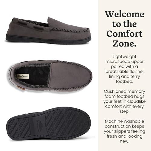Image of Dearfoams Men's Keaton Moccasin House Shoes With Memory Foam, Indoor Slippers With Wide Widths
