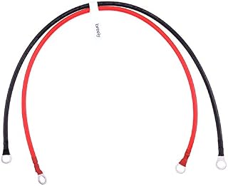 Battery Cable - iGreely 8 AWG 8 Gauge Wire Made with Tinned Copper Wire Battery Power Inverter Cables with Terminals for Solar Panel Automotive Motorcycle RV Marine (1 Black & 1 Red) 2ft/60cm