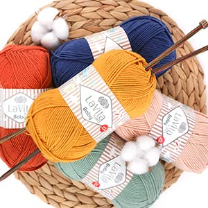 LaVita Yarn BABY BATIK Lot De 5 Pelotes De Laine à Tricoter à La Main 100% Acrylique, 1 Pelote De 100g 220m (BY09