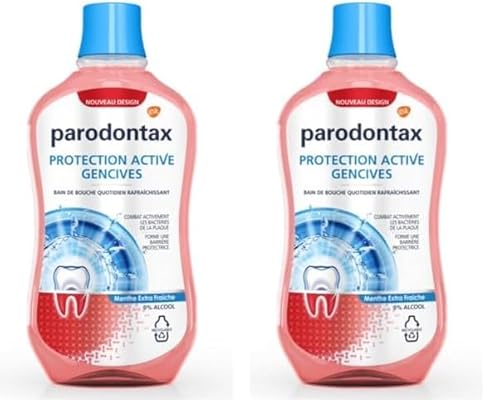 Parodontax Bain de Bouche Quotidien, Protection Active, Pour Les Gencives et Des Dents Saines, Extra Fraiche, Sans Alcool, 500 ml (Lot de 2)