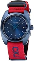 Calvin Klein Jeans Men's Achieve Nato Textile Red Strap Blue Dial Watch
