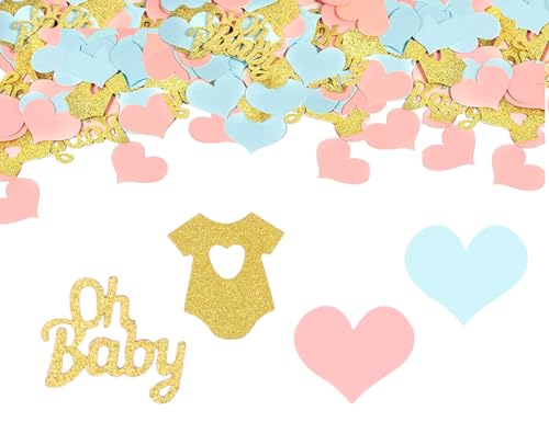 KAPSING Lot de 100 décorations de confettis Oh Baby,décorations de fête de révélation du genre,décorations de table de fête prénatale,accessoires de confettis de serviettes(bleu rose or)