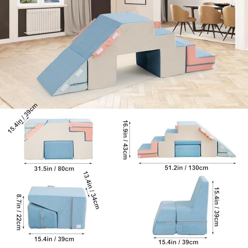 Asweets 4 in 1 Foam Climbing Blocks for Toddlers,Indoor Soft Climb and Crawl Play Climbing Toys for Creativity & Imagination - Thumbnail 6