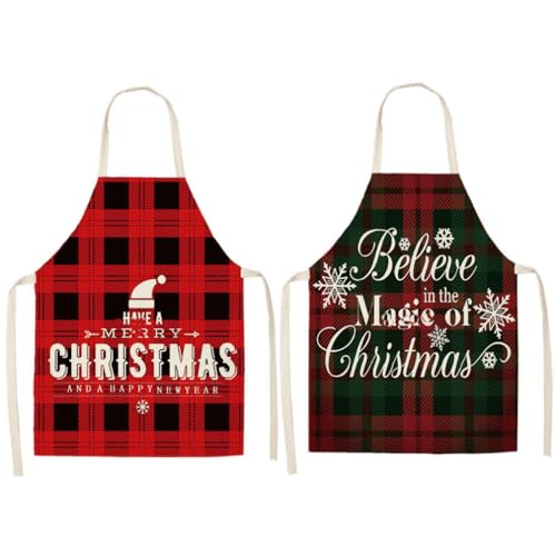 ViLiyDuo 2 aventais de Natal para mulheres e homens, avental de cozinha de Natal, avental de cozinha para adultos para festas de Natal, Cor: 1