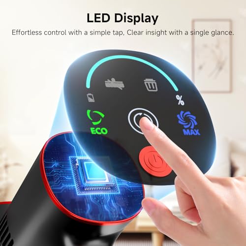 Image of Cordless Stick Vacuum Cleaner, 40Kpa Powerful Suction Vacuum Cleaner with LED Headlight, Detachable Battery, 8-in-1 Lightweight Handheld Vacuums for Pet Hair Carpet and Hardwood Floor, Red