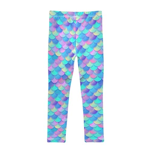 ALAZA Fantasy Mermaid Fish Scales Girls' Leggings Ankle Length Toddler Kids Basic Full Length Tights Yoga Pants2