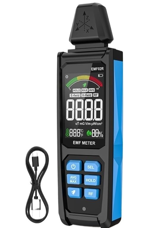 Medidor de campo electromagnético con pantalla digital para detectar radiación doméstica