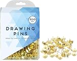 Hithika 300 Gold Metal Drawing Pins, Brass Thumb Tacks for Cork Boards, Maps, work, Office, Noticeboards, Arts & Crafts, Push Pins with Storage Box
