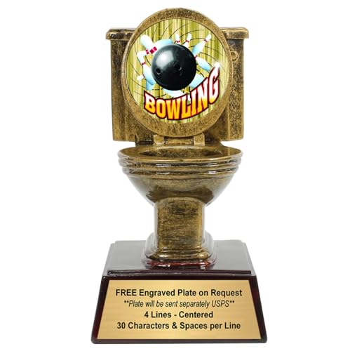 Decade Awards Personalized Bowling Toilet Trophy - Engraved Bowling Tournament Last Place Award - Funny Gutter Ball Gift - Customize Now (Bowl-6 Inch)