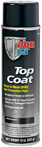 POR-15 Top Coat Spray Paint, Direct to Metal Paint, Long-term Sheen and Color Retention, 15 Fluid Ounces, Gloss Black