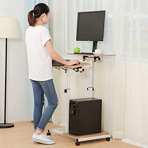 image for SDADI 3-in-1 Overbed Table with Monitor Mount & PC Shelf, Mobile Works