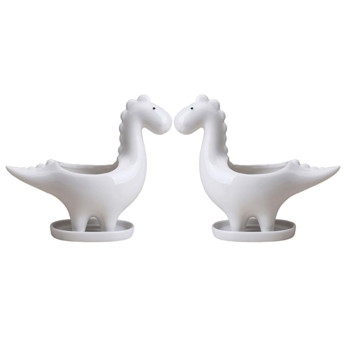 BESPORTBLE Lot De 2 Pots De Fleurs en Forme d'animaux De Dessin Animé Pots Amusants en Céramique pour Cactus Plantes Succulentes Blanc