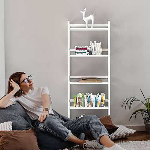 Wtz Upgraded Bookshelf, Storage Book Shelves, 5 Tier Tall Bookcase, Modern Open Ladder Shelf For Bedroom, Living Room, Bathroom, Kids Room, Office, Mc-509 (White) #TOP7