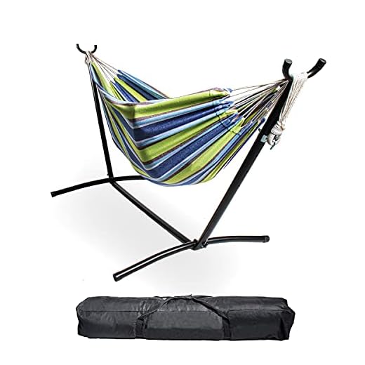 Backyard Expressions - 914920 - Ocean Floor Pattern - Portable Double 2 Person Outdoor Hammock with Stand - Green and Blue - 9 x 3 Foot Hammock