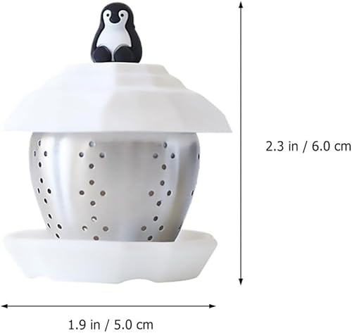 Miniatura 2 de Luxshiny Infusor de té de pingüino: colador reutilizable de acero inoxidable para hojas sueltas, lindo filtro de té de malla para uso doméstico