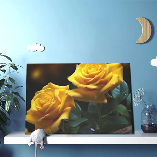 Toile roses jaunes RLDOBOFE rompre la monotonie des murs vides du salon
