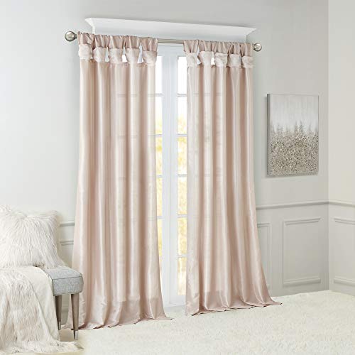 Madison Park Emilia Faux Silk Single Curtain with Privacy Lining, DIY Twist Tab Top - Image 2