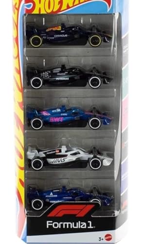 Image of HW's Formula 1 Die-Cast Toy Cars, 5-Pack, 1:64 Scale, Officially Licensed F1 Race Cars, for Play or Display