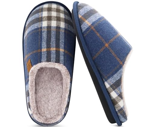 Image of COFACE Mens Cozy Memory Foam Scuff Slippers Casual Slip On Warm House Shoes Indoor /Outdoor Sandal Slippers With Arch Support Rubber Sole Size 7-15